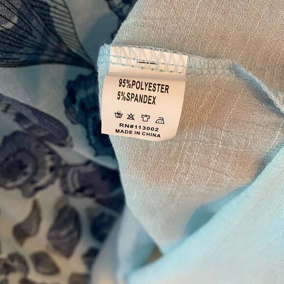 India Boutique NWT O/S Blue Shell Print Flowy Tank Lightweight Dress Swim Cover - Picture 5 of 8